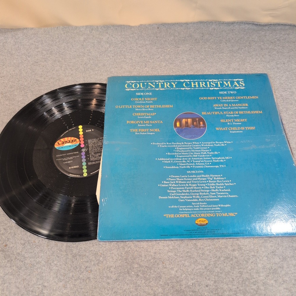Canaan Country Christmas Various Artists Vinyl LP Record CAS-9877 Gospel 1981 - Picture 2 of 2